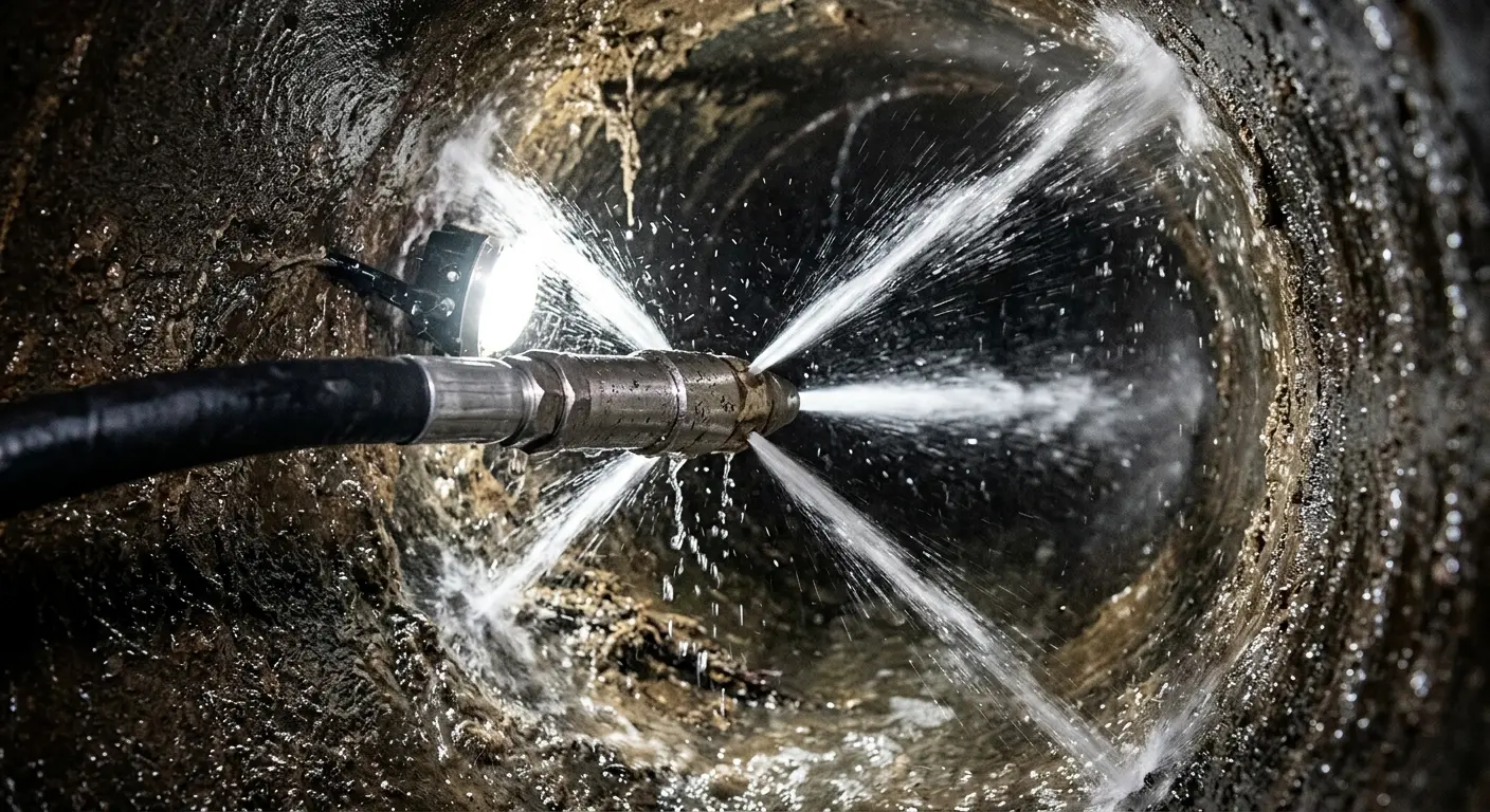 High-pressure hydro jetting nozzle cleaning sewer pipe for Storm Drain Cleaning in Raceland